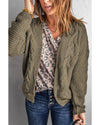 Olive Chunky Wide Long Sleeve Knit Cardigan - M
