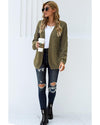 Olive Chunky Wide Long Sleeve Knit Cardigan - M