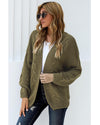 Olive Chunky Wide Long Sleeve Knit Cardigan - S