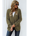 Olive Chunky Wide Long Sleeve Knit Cardigan - S