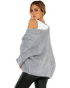 Azura Exchange Gray Chunky Wide Long Sleeve Knit Cardigan - M