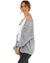 Azura Exchange Gray Chunky Wide Long Sleeve Knit Cardigan - M