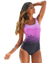 Purple Gradient Criss Cross Back One Piece Swimsuit - 2XL