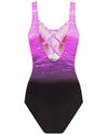 Purple Gradient Criss Cross Back One Piece Swimsuit - 2XL