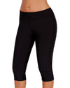 Black Mid Waist Crop Swim Leggings - 2XL
