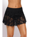 Black Crochet Lace Skirted Bikini Bottom - M