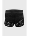 Black Lace Shorts Attached Swim Bottom - M
