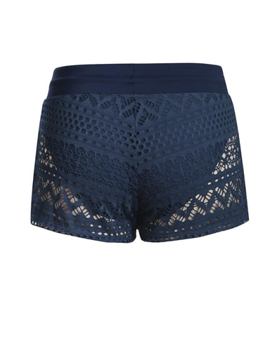 Blue Lace Shorts Attached Swim Bottom - M