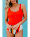 Square Neck Sleeveless Fashion Print Tankini Set - M