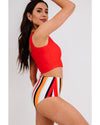 Square Neck Sleeveless Fashion Print Tankini Set - XL
