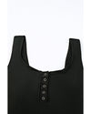 Black Square Neck Sleeveless Fashion Print Tankini Set - M