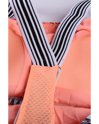 Azura Exchange Orange Printed Splicing Racerback Tankini - L