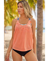 Azura Exchange Orange Printed Splicing Racerback Tankini - L