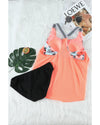 Azura Exchange Orange Printed Splicing Racerback Tankini - L