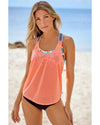 Azura Exchange Orange Printed Splicing Racerback Tankini - L