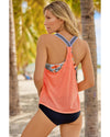 Azura Exchange Orange Printed Splicing Racerback Tankini - L