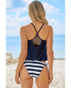 Blue Tankini with Stripes Patchwork - 2XL