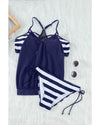 Blue Tankini with Stripes Patchwork - XL