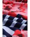 Fiery Red Floral Print Criss Cross Hollow-out Tankini Swimwear - M