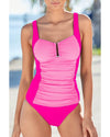 Bonbon Ruched Tummy Control Tankini 2pcs Swimsuit - S