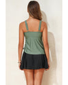 Mist Green Scoop Neck Adjustable Tankini and Matching Skort Bathing Suit - M