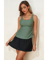 Mist Green Scoop Neck Adjustable Tankini and Matching Skort Bathing Suit - M