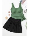 Mist Green Scoop Neck Adjustable Tankini and Matching Skort Bathing Suit - M