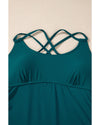 Sea Green Drawstring Tummy Control Mix-and-match 2pcs Tankini Swimsuit - 2XL