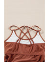 Mineral Red Drawstring Tummy Control Mix-and-match 2pcs Tankini Swimsuit - XL