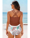 Mineral Red Drawstring Tummy Control Mix-and-match 2pcs Tankini Swimsuit - XL