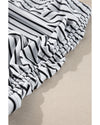 Black Striped Patchwork Side Drawstring Bottoms Tankini Set - S