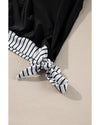 Black Striped Patchwork Side Drawstring Bottoms Tankini Set - S