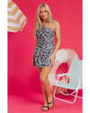 Black Abstract Printed Buckle Crossed Straps Skirted Tankini 2pcs Swimsuit - M