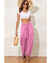 Bonbon Knotted Drop Waist Split Leg Relaxed Pants - L