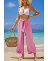 Bonbon Knotted Drop Waist Split Leg Relaxed Pants - L