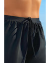 Black Scalloped Trim Beach Shorts - L