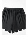 Black Scalloped Trim Beach Shorts - L