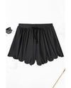Black Scalloped Trim Beach Shorts - L