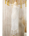 White Crisscross Knot Back Hollow Out Tasseled Beach Dress - M