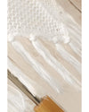 White Crisscross Knot Back Hollow Out Tasseled Beach Dress - M