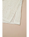 Beige Open Knit Drawstring Waist Beach Dress - S