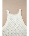 White Hollowed Crochet Cropped 2 Piece Beach Dress - M