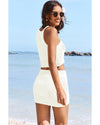 White Hollowed Crochet Cropped 2 Piece Beach Dress - XL