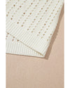 White Eyelet Crochet Sleeveless V Neck Beach Dress - M