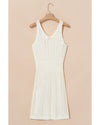 White Eyelet Crochet Sleeveless V Neck Beach Dress - XL