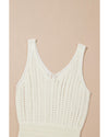 White Eyelet Crochet Sleeveless V Neck Beach Dress - XL