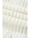 White Crochet Fishnet Fringed Edge V Neck Beach Cover Up - S