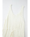 White Crochet Fishnet Fringed Edge V Neck Beach Cover Up - S
