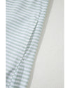 White Stripe Collared V Neck Chest Pocket Long Sleeve Beach Cover up - XL