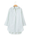 White Stripe Collared V Neck Chest Pocket Long Sleeve Beach Cover up - XL